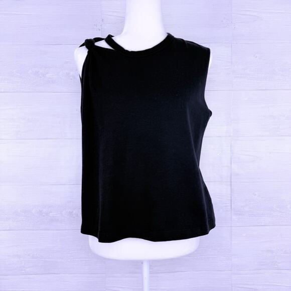 Current Elliot Shoulder Twist Knot Tank Top Size 0 Black Boxy Oversized Goth - Picture 1 of 13